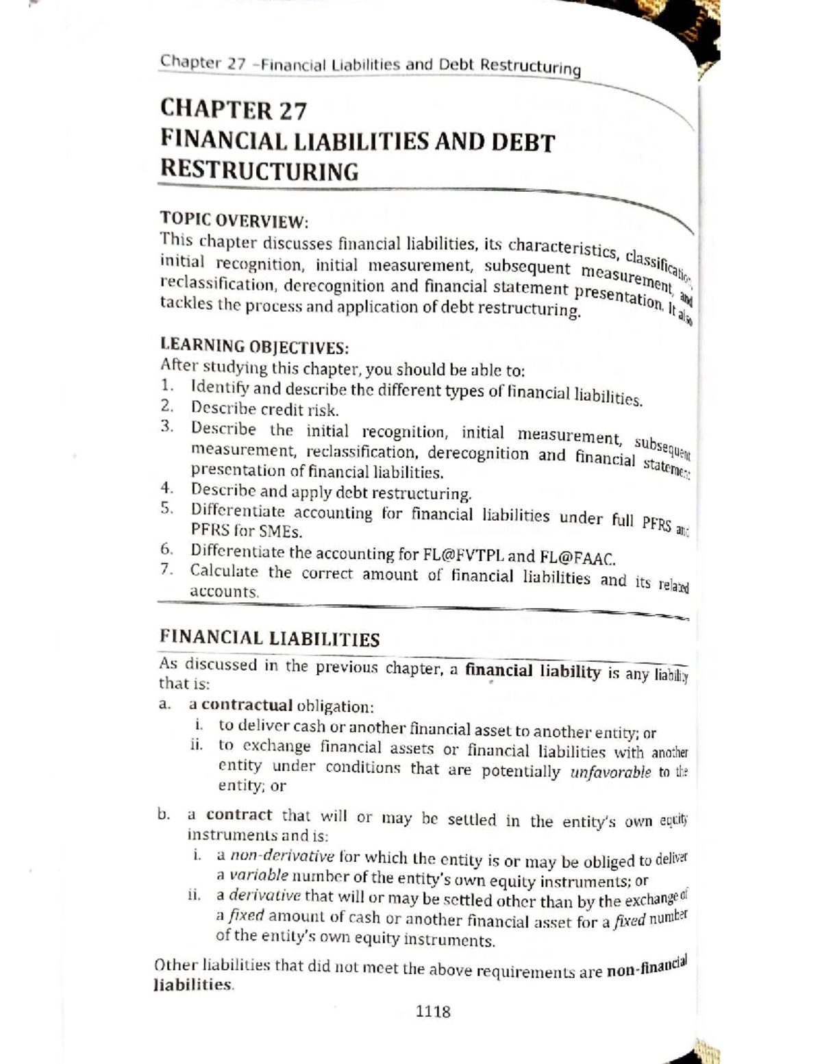 Audprob FIN LIAB AND DEBT Restructuring - Chapter 27 Financial ...