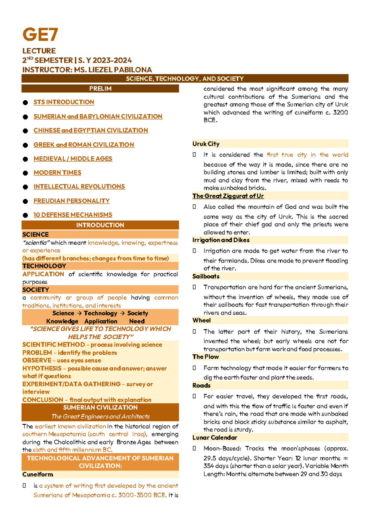 GE-7-STS - Comprehensive Overview from Prelims to Finals - Studocu