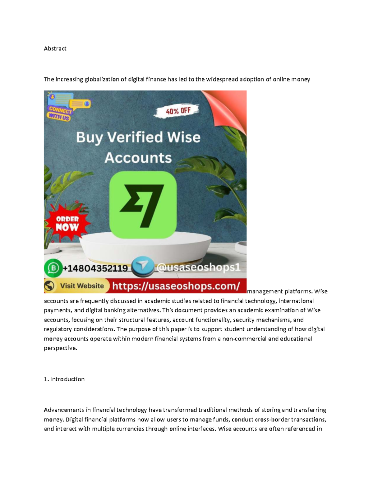 Wise Accounts (FIN 101): An Academic & Regulatory Overview - Studocu