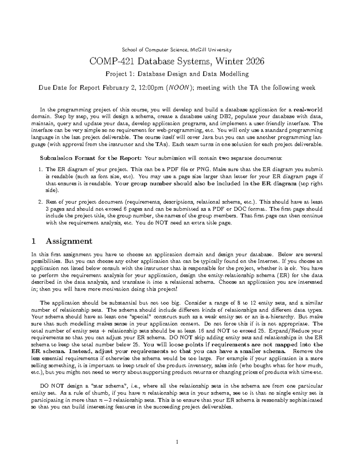 P1-COMP421-2026: Database Design & Data Modelling Project Guide - Studocu