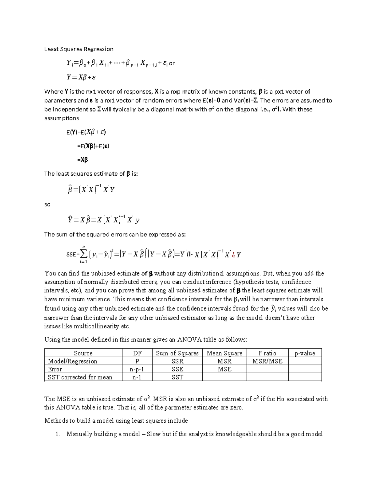 Generalized Regression Techniques: Understanding Least Squares and ...