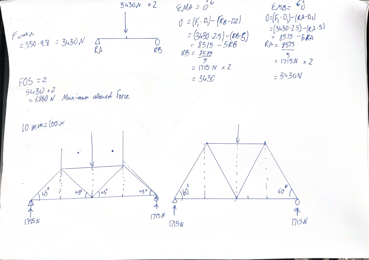 3430N & 1715N Force Analysis for Truss Modification - Studocu