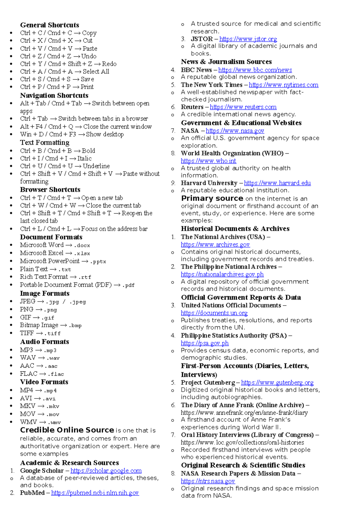 Keyboard Shortcuts & Credible Sources: A Comprehensive Guide (INB 389 ...