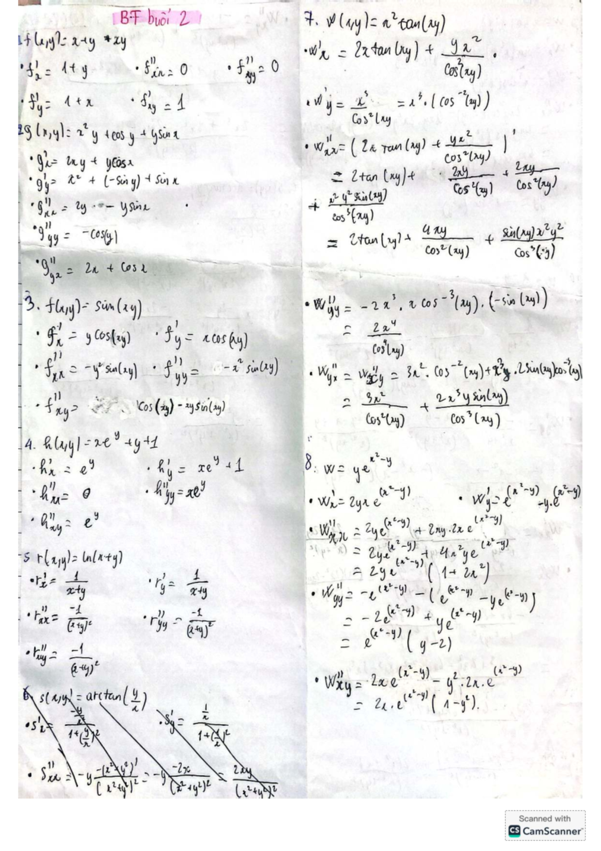 BF 2nd Session Notes: Advanced Calculus Concepts and Equations - Studocu