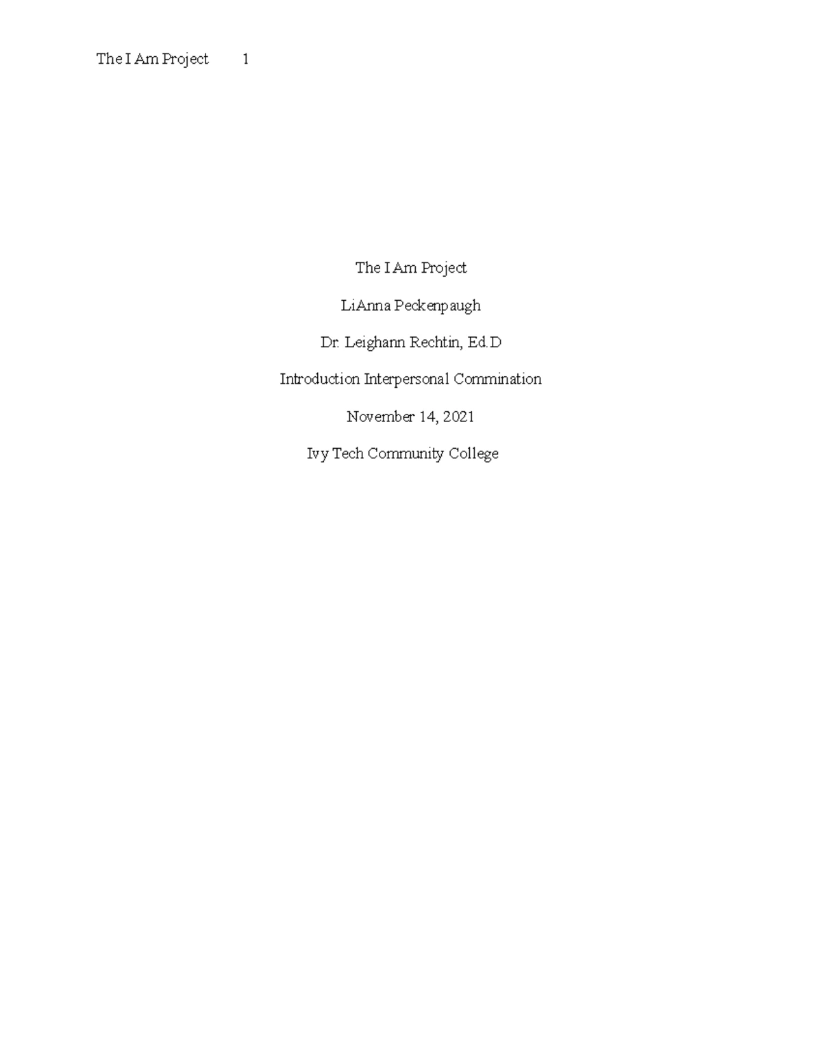 I Am Perception Analysis Paper Rubric - I Am Assignment: Self ...