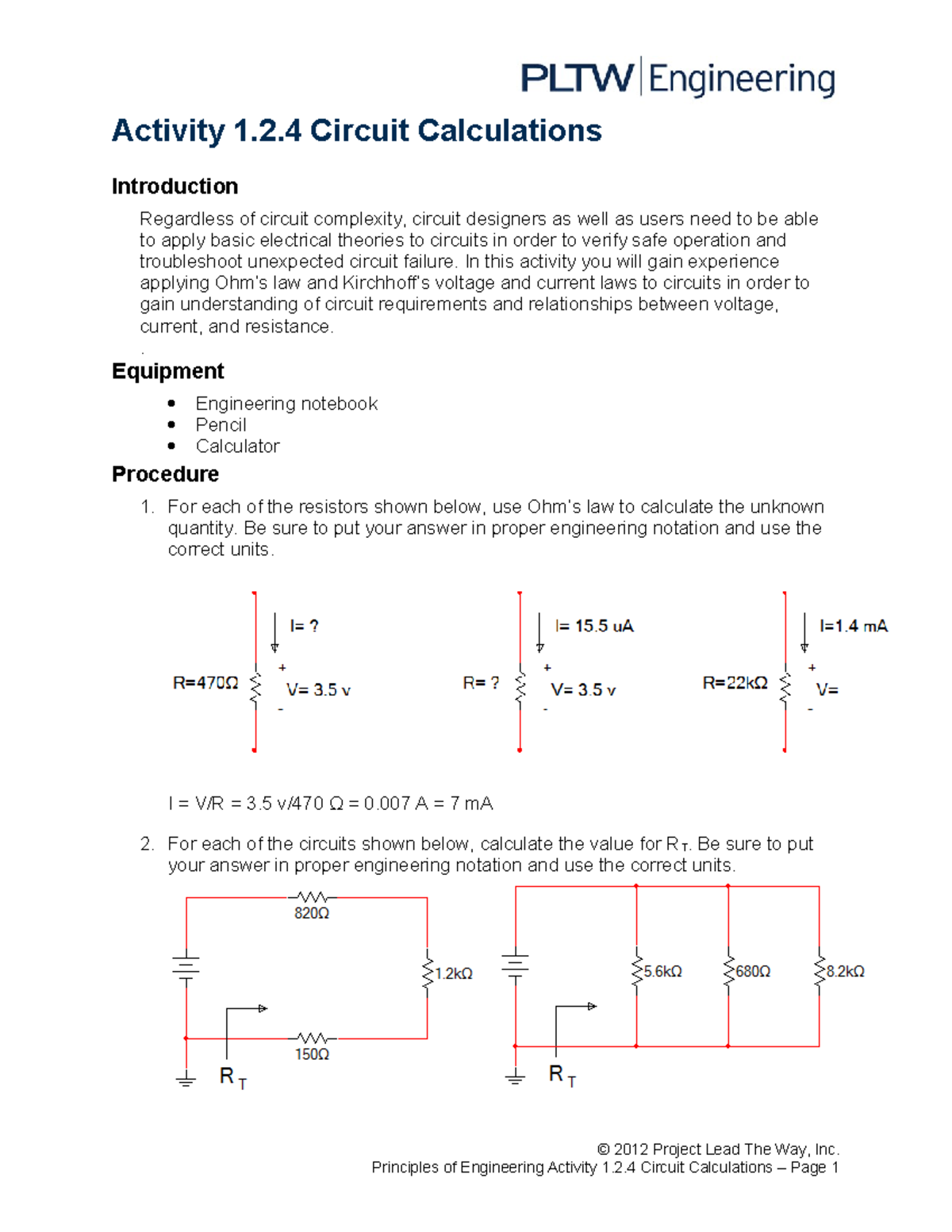 1.2.4.A Circuit Calculations: Applying Voltage and Current Laws - Studocu