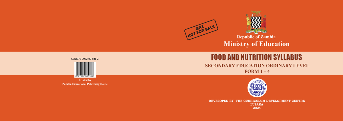 FOOD AND NUTRITION SYLLABUS FINAL 2024 - ZAMBIA EDUCATION - Studocu