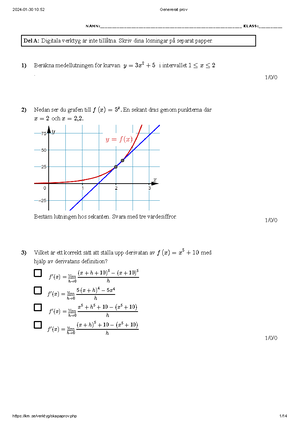 Matematik 2c Prov1 - good luck - Matematik 2c - Prov 1 Tid: 2 timmar 30 ...