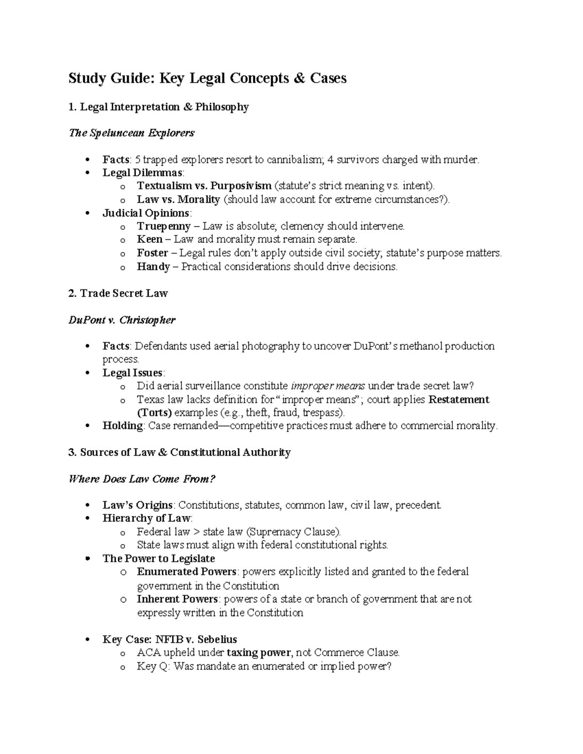 Study Guide: Contract Law Principles & Key Case Analysis (LAW 101 ...