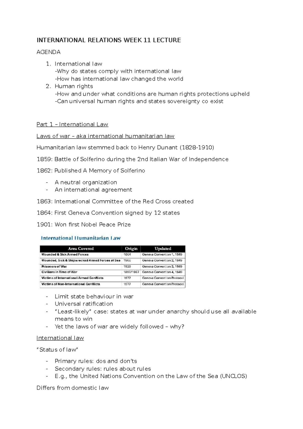 International Relations IR 101 Final Exam Review: ICC & Human Rights ...