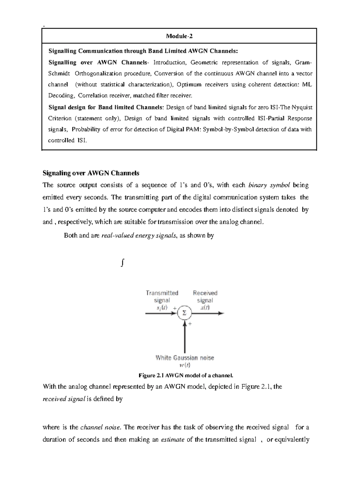 21EC51 Digital Communication - Module 1: Digital Modulation Techniques ...