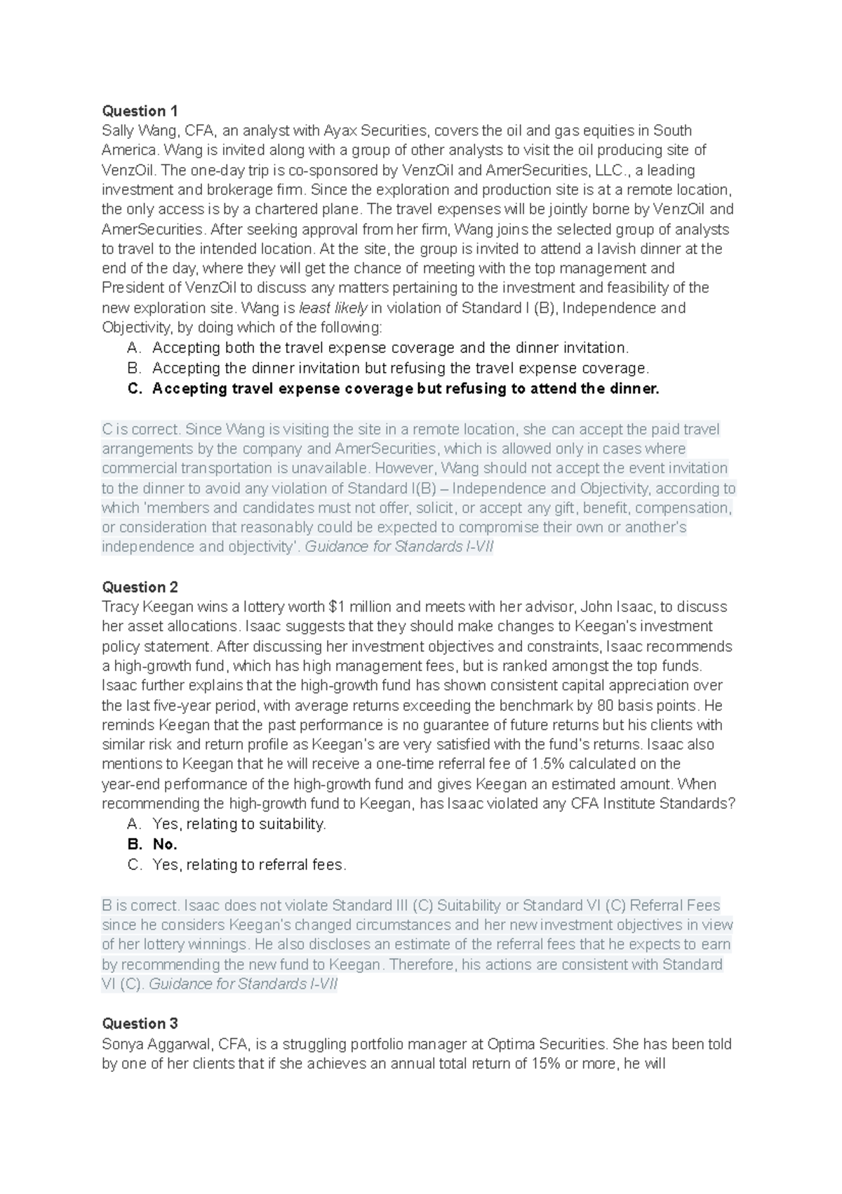 Mock 3 – Morning Exam Answers for CFA Level II - Studocu