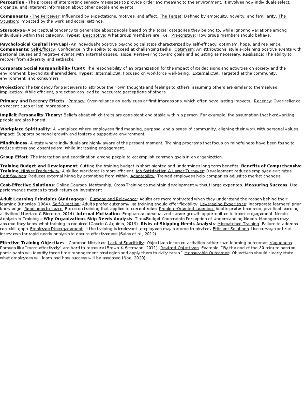 Cheat Sheet - Midterm 1 - Perception - The process of interpreting ...