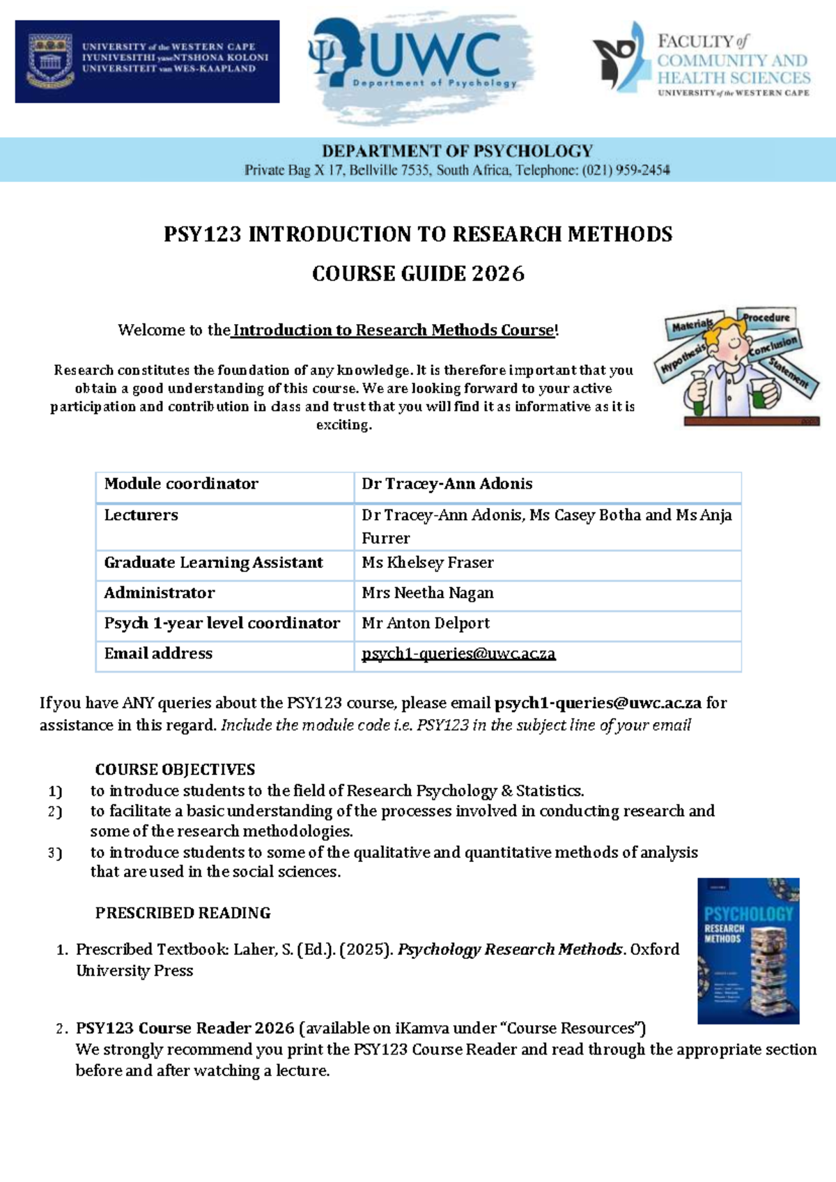 PSY123 Introduction to Research Methods Course Guide 2026 - Studocu