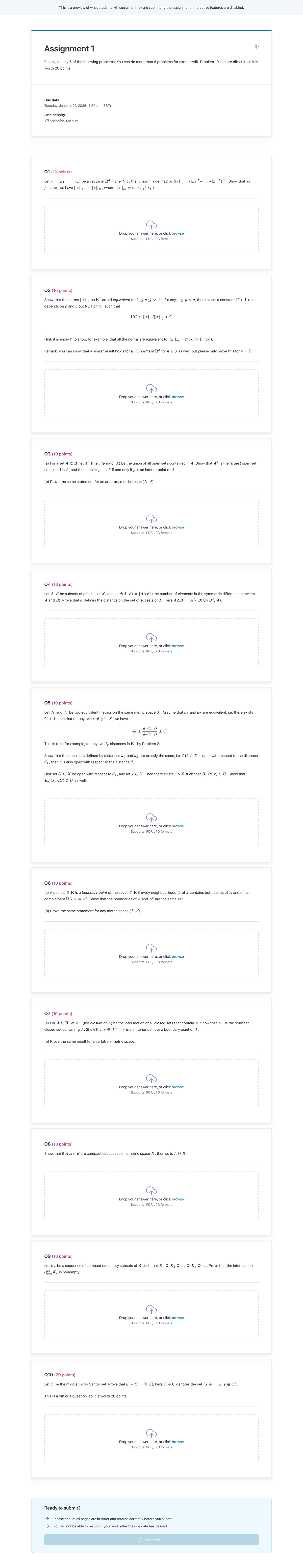 Assignment 1 Problems - Math 101: Submission Guidelines and Tasks - Studocu