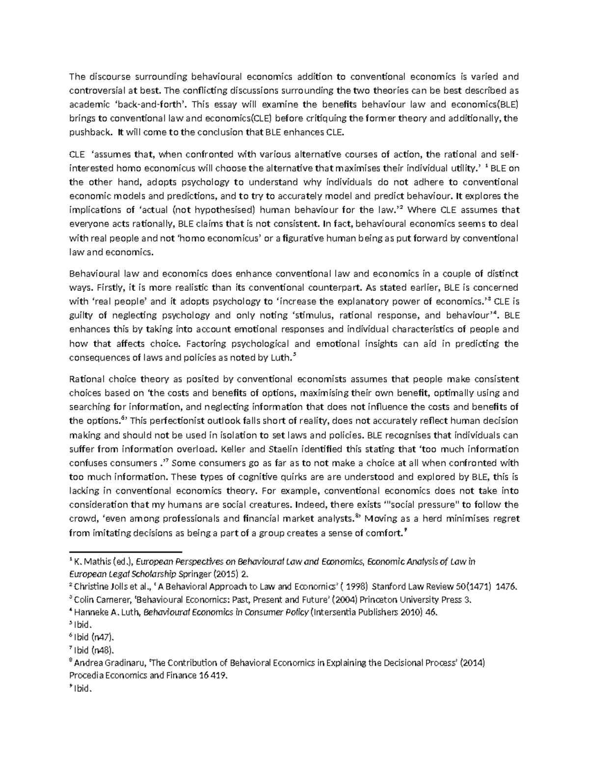 LAW AND Econs Summative - The discourse surrounding behavioural ...