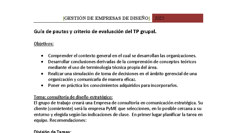Guía de Pautas y Criterios para el TP Final de Gestión 25 - Studocu