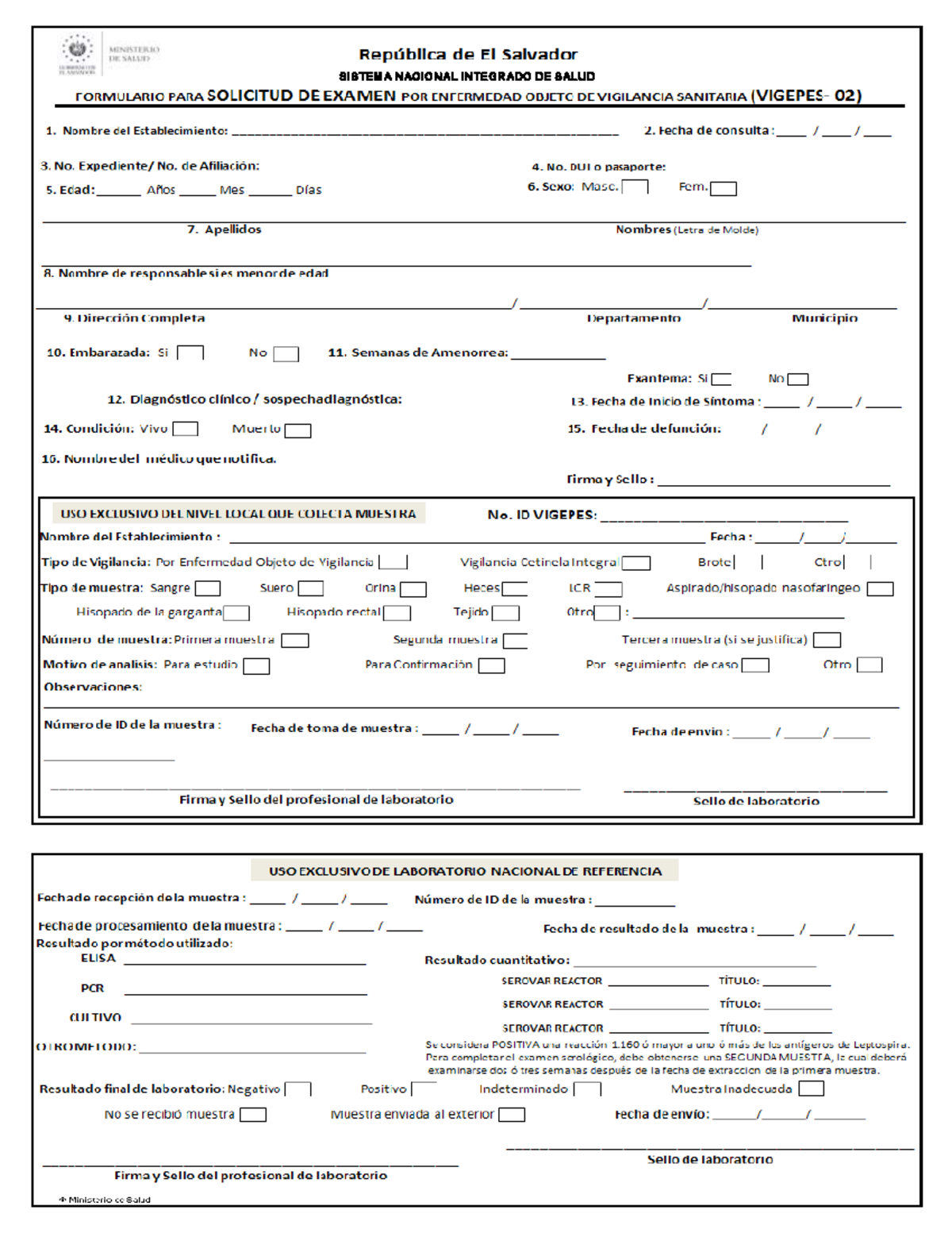 Vigepes 02 - Formulario de Solicitud de Examen por Enfermedad - Document Preview