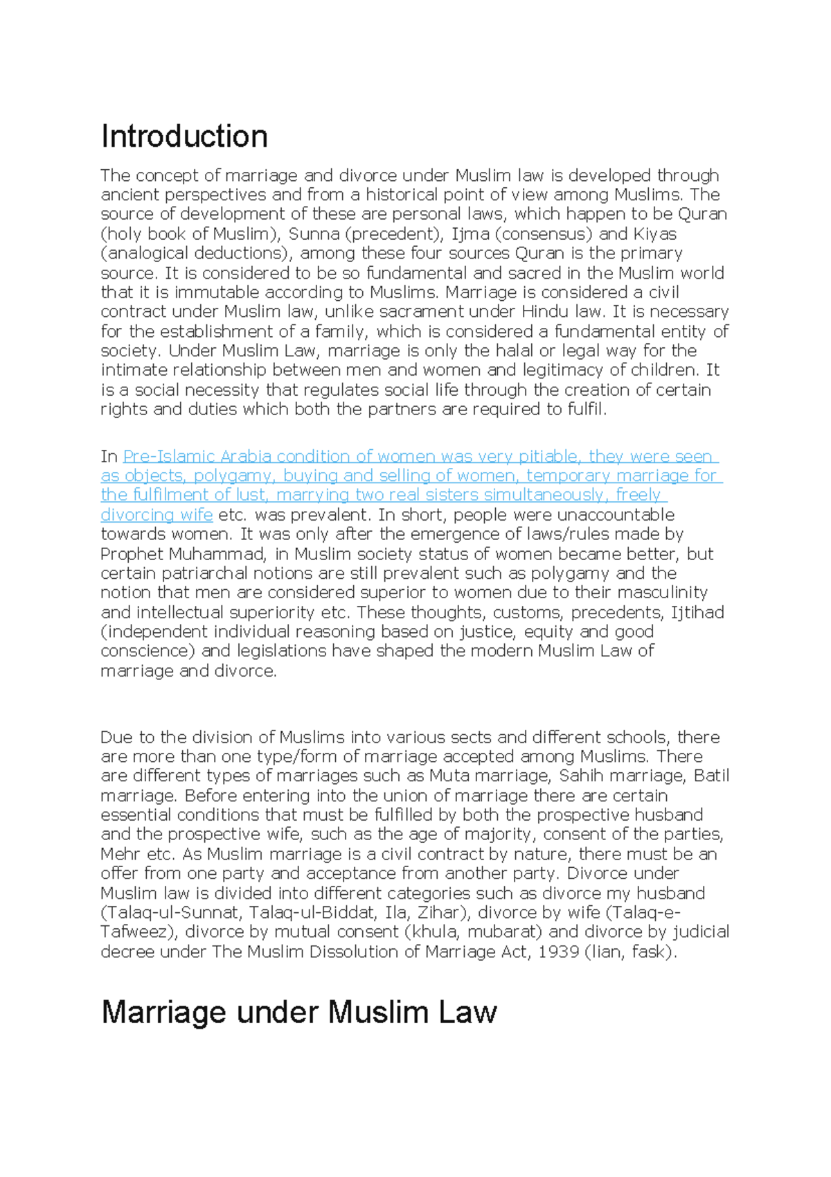 Muslim marriage - Introduction The concept of marriage and divorce ...