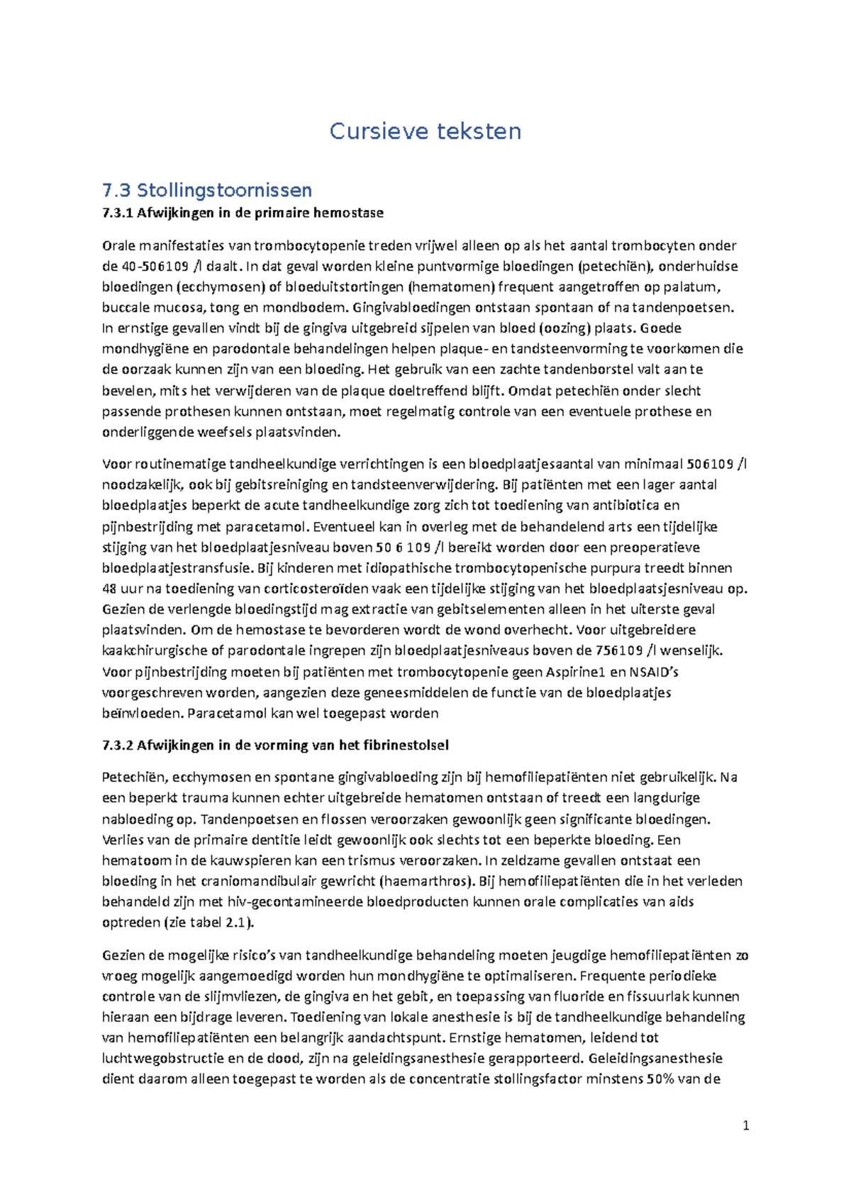 Cursieve Teksten MTV4: Stollingsstoornissen en Hartziekten in ...