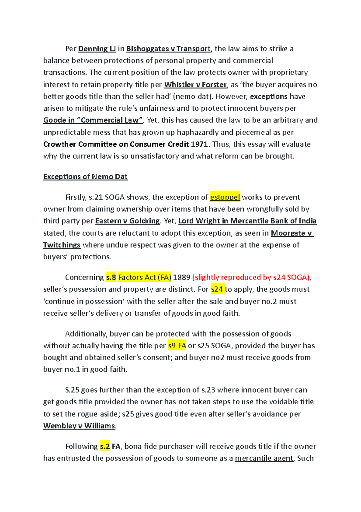 LORD DON ／don Tasmania essay Nemo Dat Essay (Legal Principles) - Grade: A Analysis and Reforms