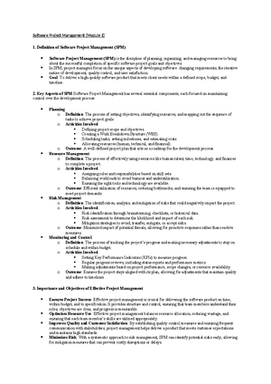 Software Project Management (SPM) Overview and Best Practices - Studocu