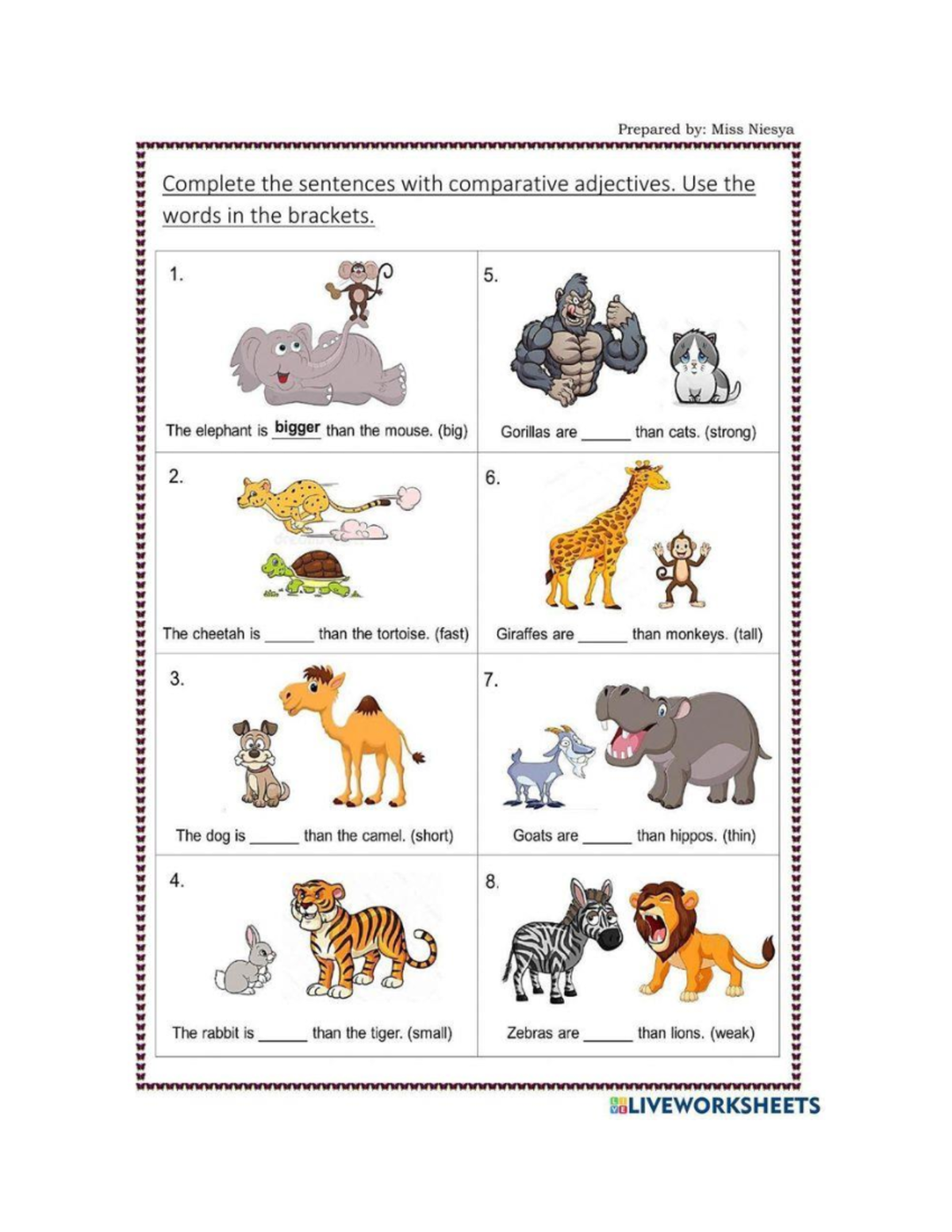 Comparative Adjectives Worksheet: Fill in the Blanks Exercise - Studocu