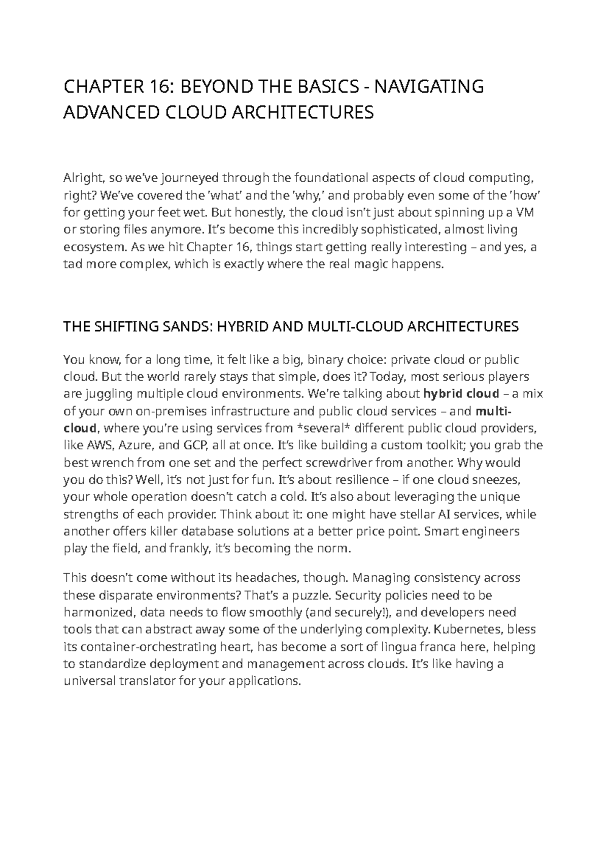 CHAPTER 16: ADVANCED CLOUD ARCHITECTURES IN CLOUD COMPUTING - Studocu
