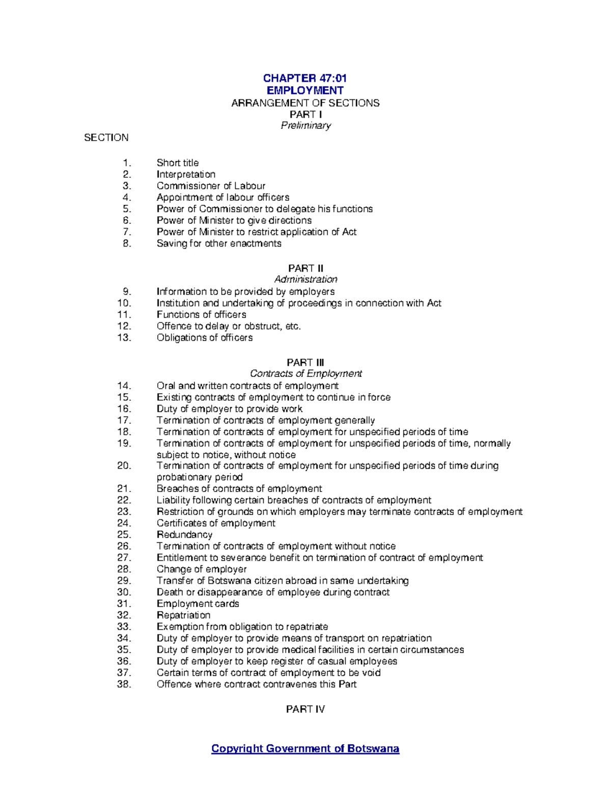 CHAPTER 47:01 EMPLOYMENT ACT - Comprehensive Overview and Provisions ...