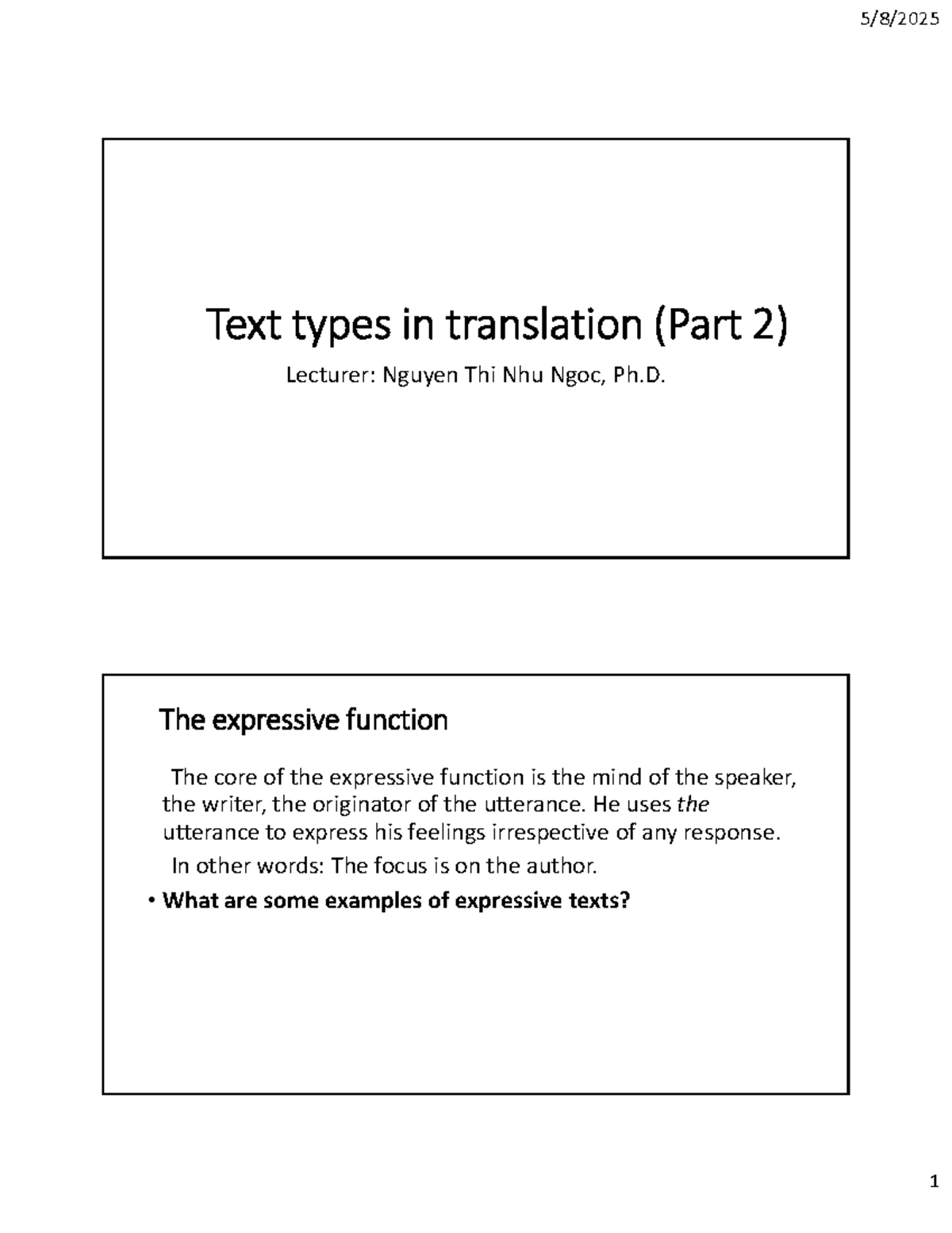 P2 - Expressive Function in Translation: Key Concepts & Examples - Studocu