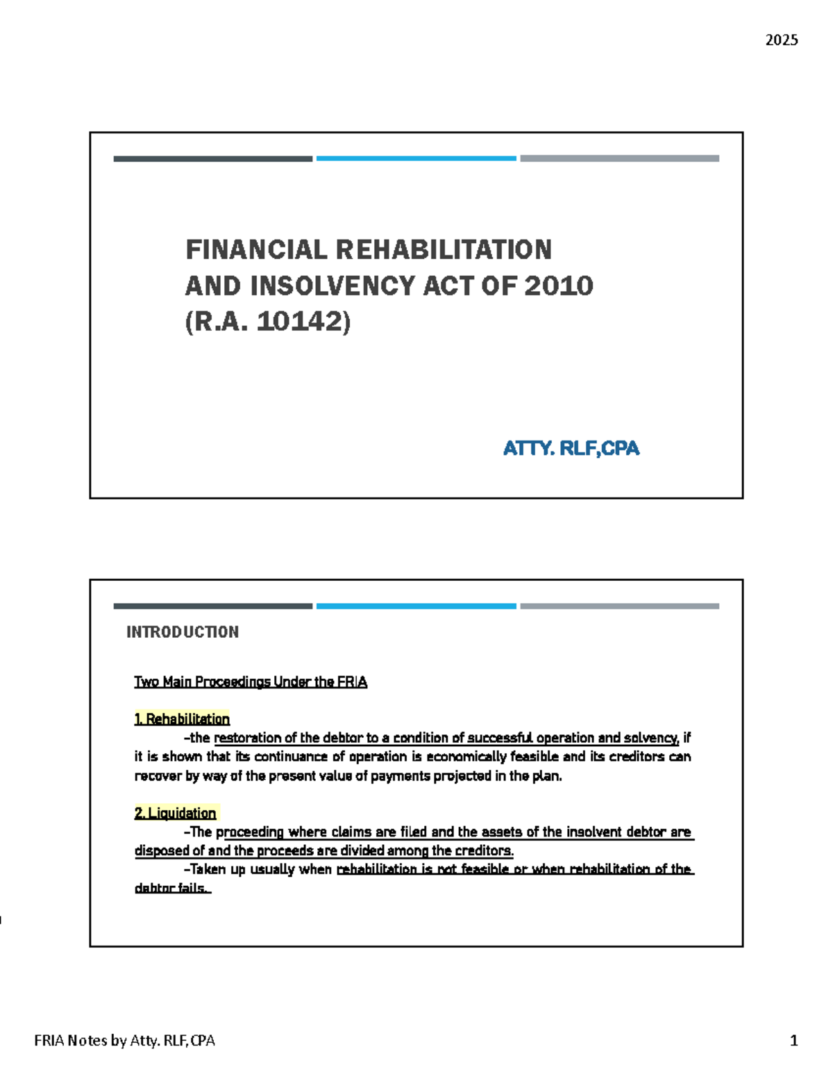 FRIA-Notes CMDI - learnings - FINANCIAL REHABILITATION AND INSOLVENCY ...