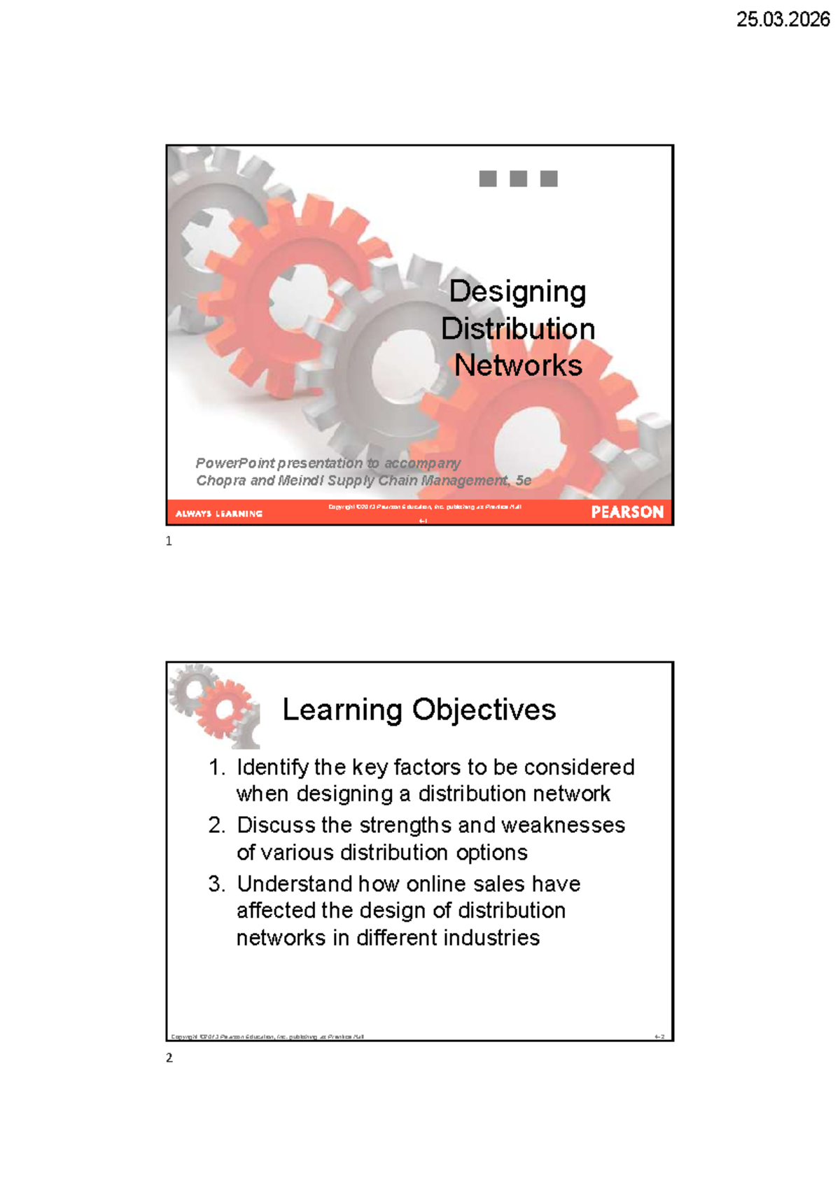 Lecture 3: Designing Distribution Networks in Supply Chain Management ...