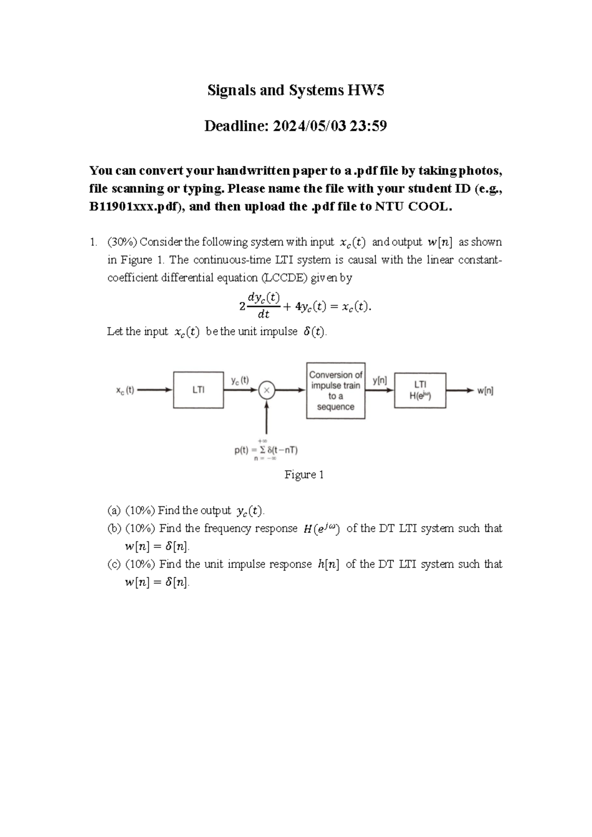 Homework chapter 5 - Signals and Systems HW 5 Deadline: 202 4 / 05 / 03 ...