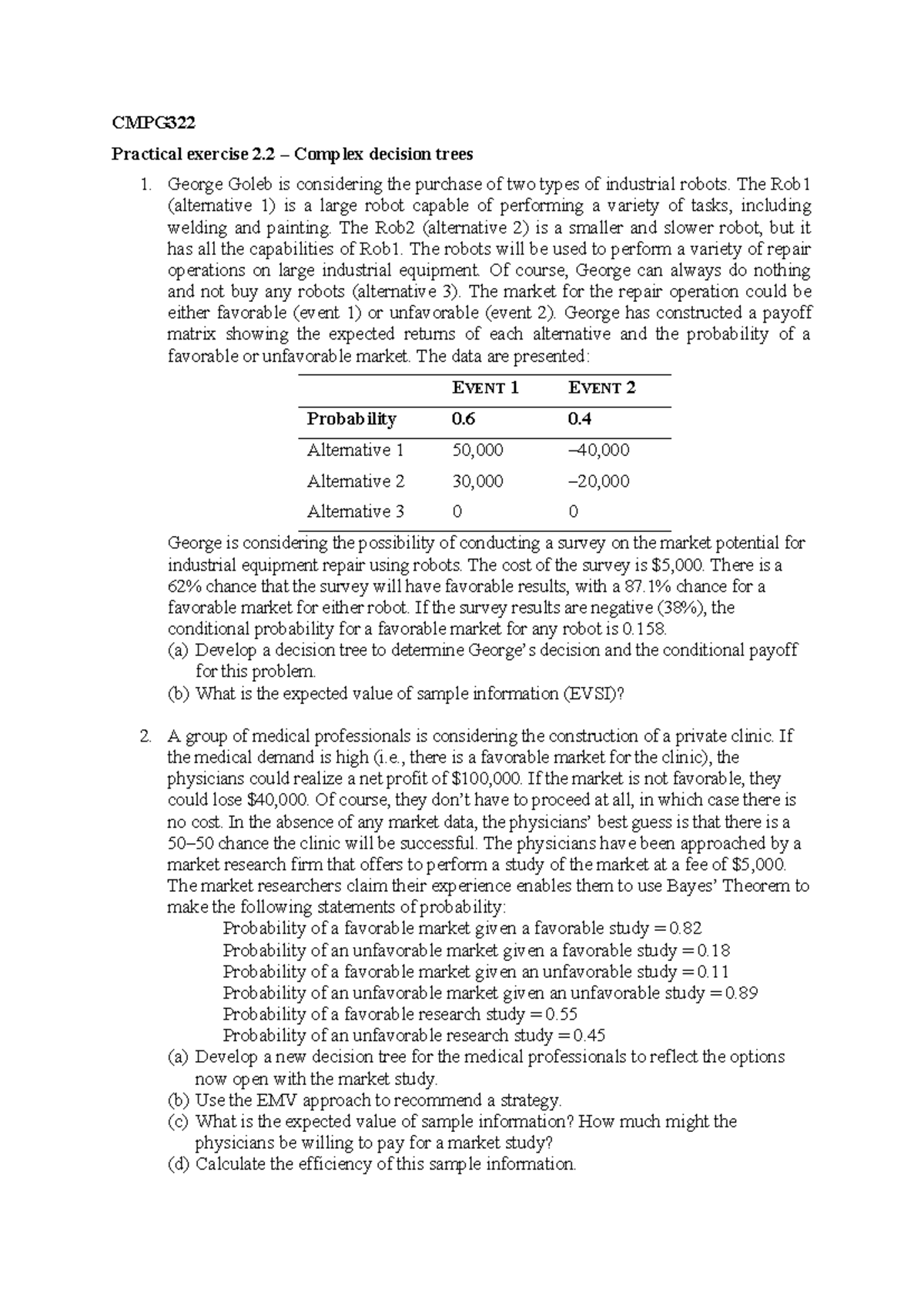 CMPG322 Practical Exercise 2.2: Complex Decision Trees Analysis - Studocu