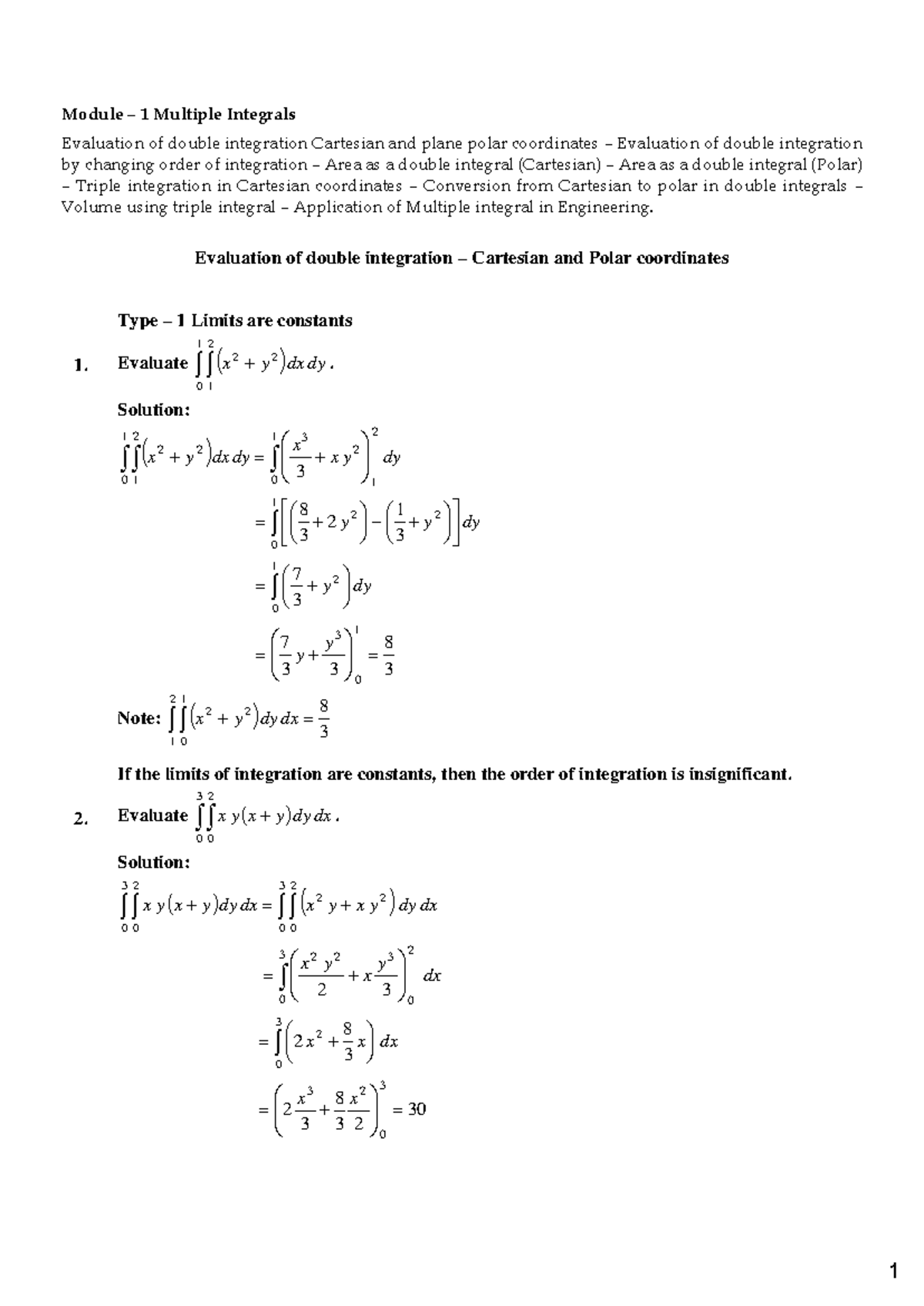18MAB102T Advanced Calculus and Complex Analysis: Unit 1 - Multiple ...