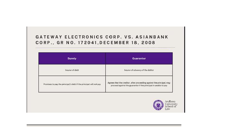 Guaranty Cases 8 & 28: Analysis of NARCISO V. CRUZ Decision - Studocu