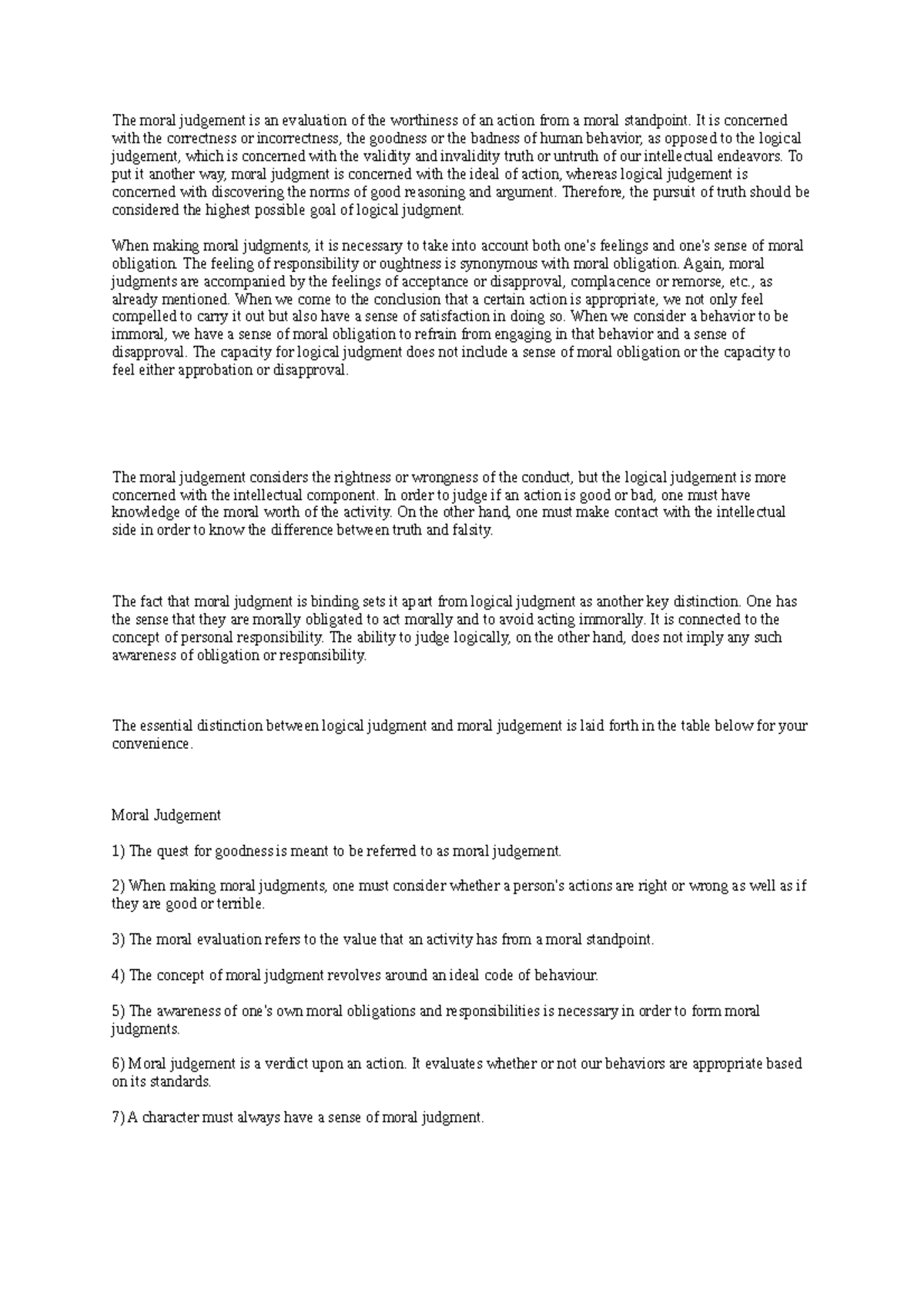 Lesson 2: Differentiating Logical Judgement from Moral Judgement - Studocu