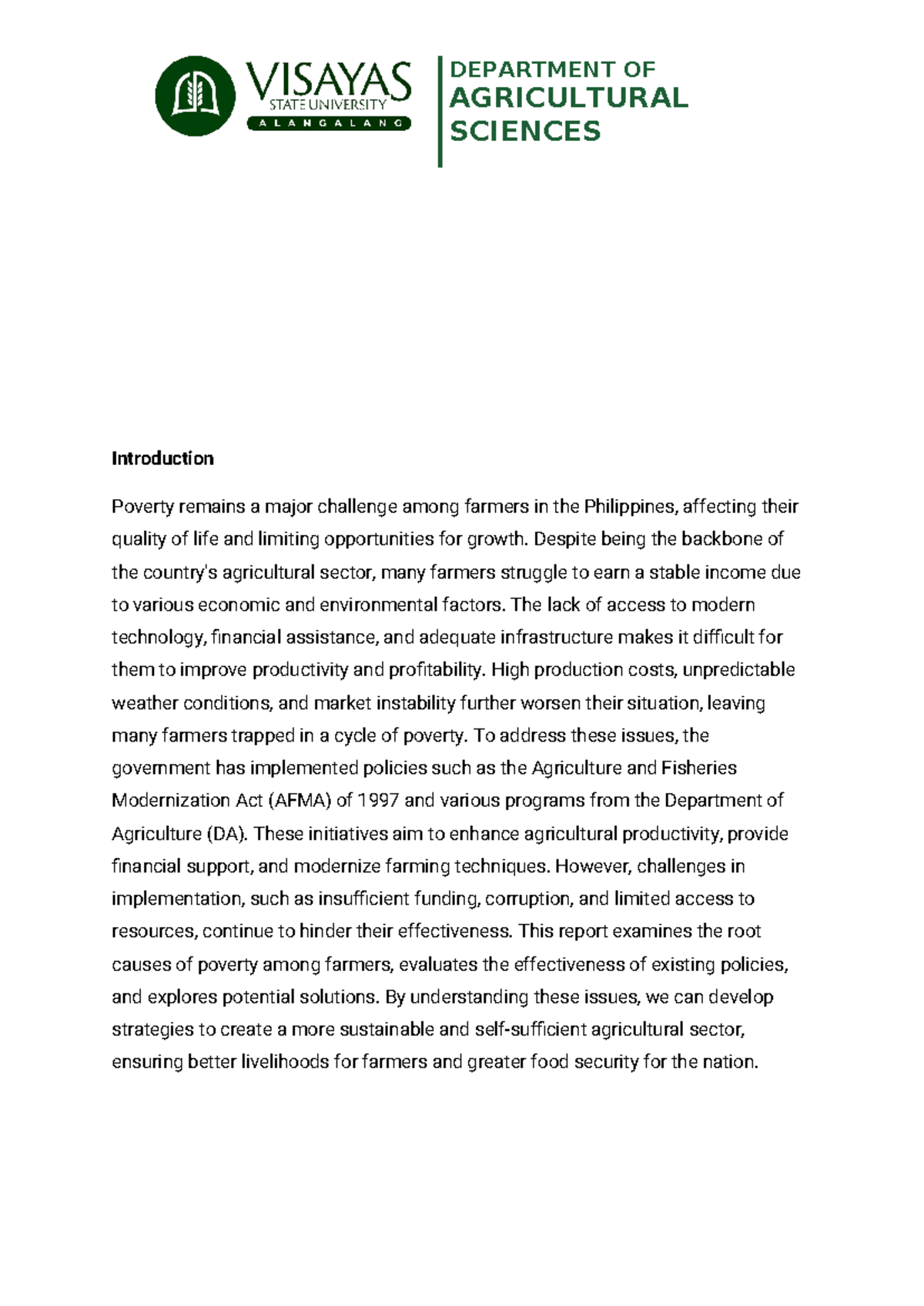 Analyzing Poverty in Philippine Agriculture: Challenges and Solutions ...