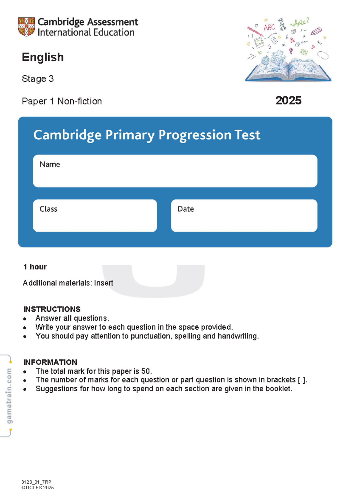 English Stage 3 Paper 1 2025: Reading & Writing Exam Guide - Studocu