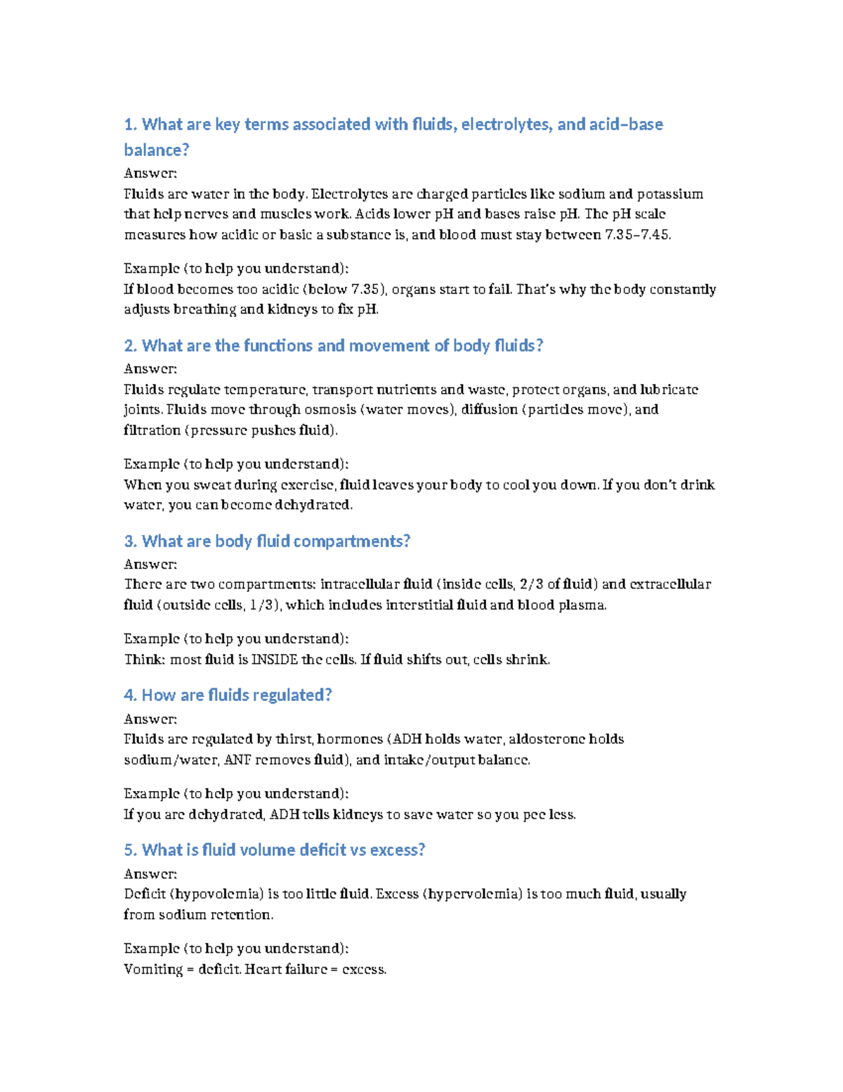 Fluid and Electrolyte Balance Study Guide (Course Code: 29) - Studocu