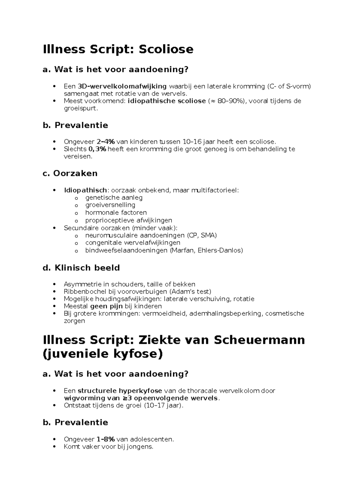 Vaardigheidstrainings 1: Illness Scripts van Scoliose en Scheuermann ...