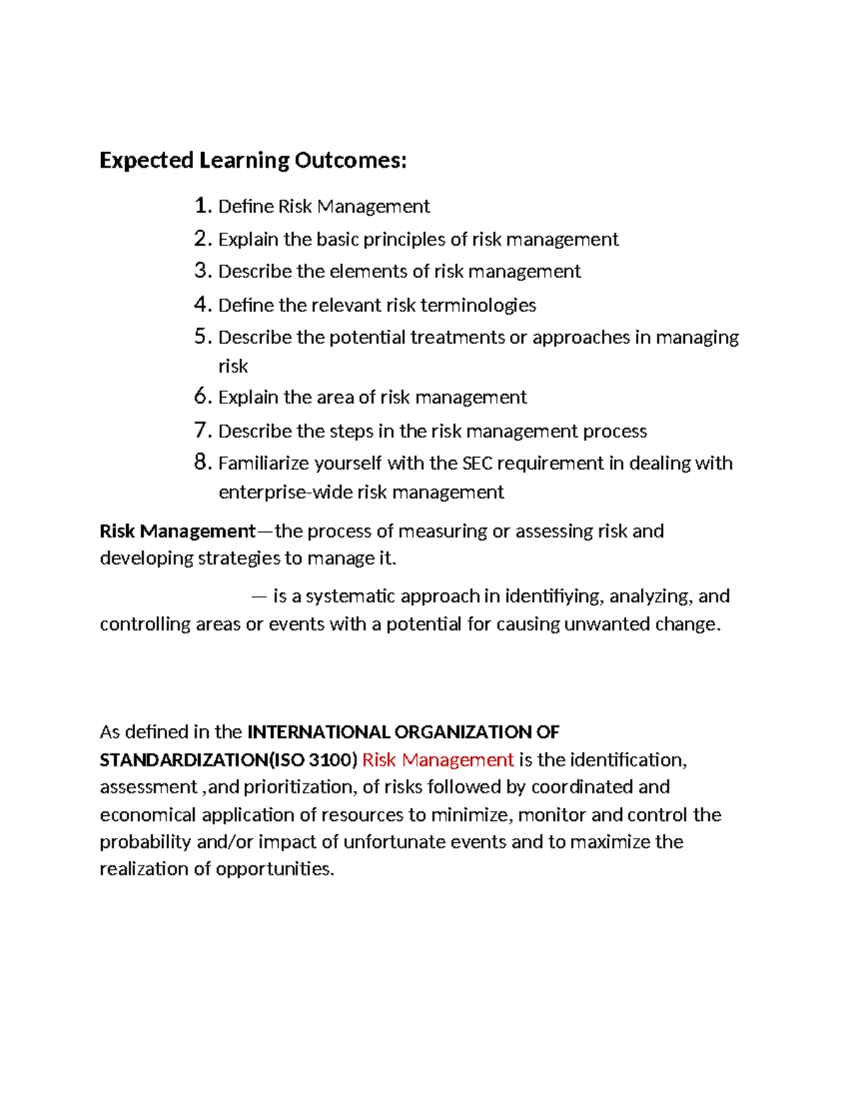Risk Management Principles and Processes: A Comprehensive Guide - Studocu