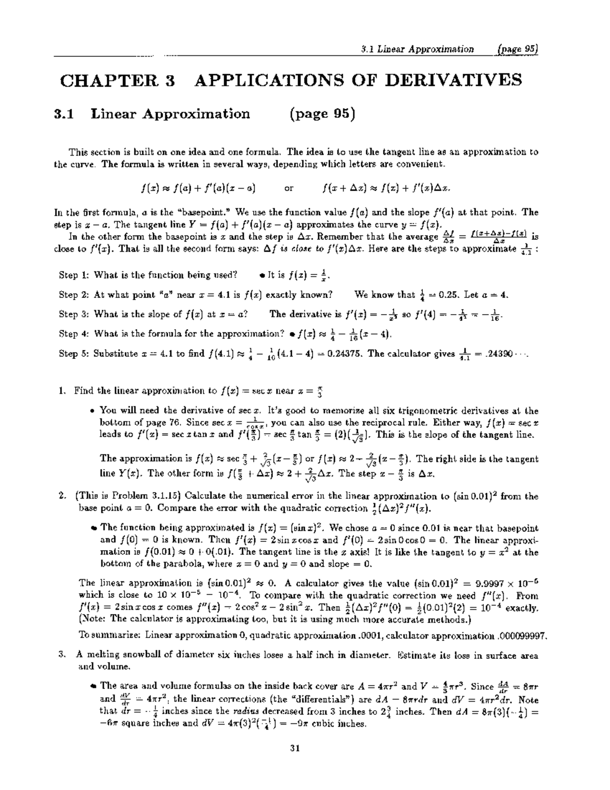 MIT 18.001 F17 Guide: Chapter 3 - Linear Approximation and Applications ...