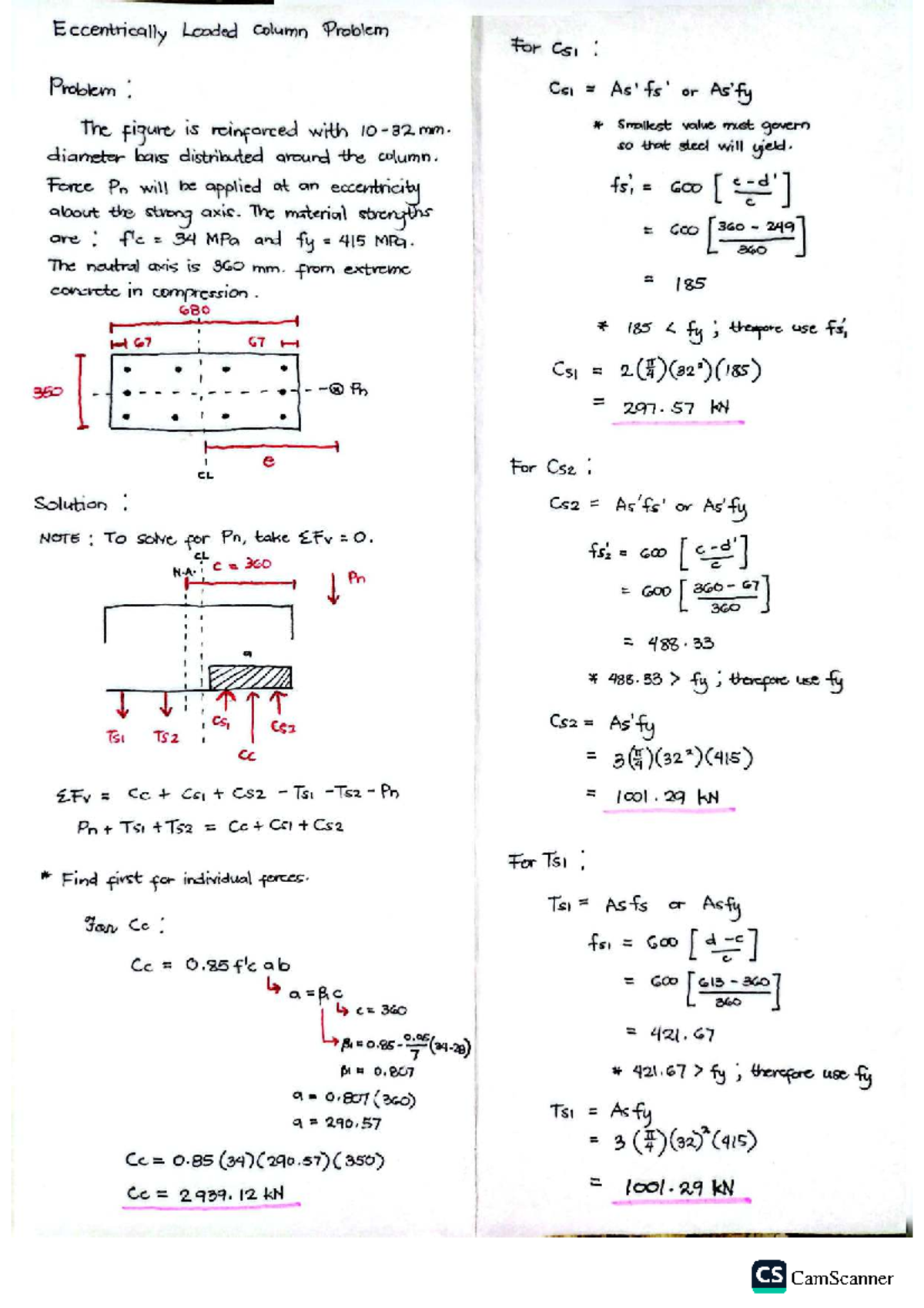 Eccentrically Loaded Column Sample Problem (ENG 101) - Studocu