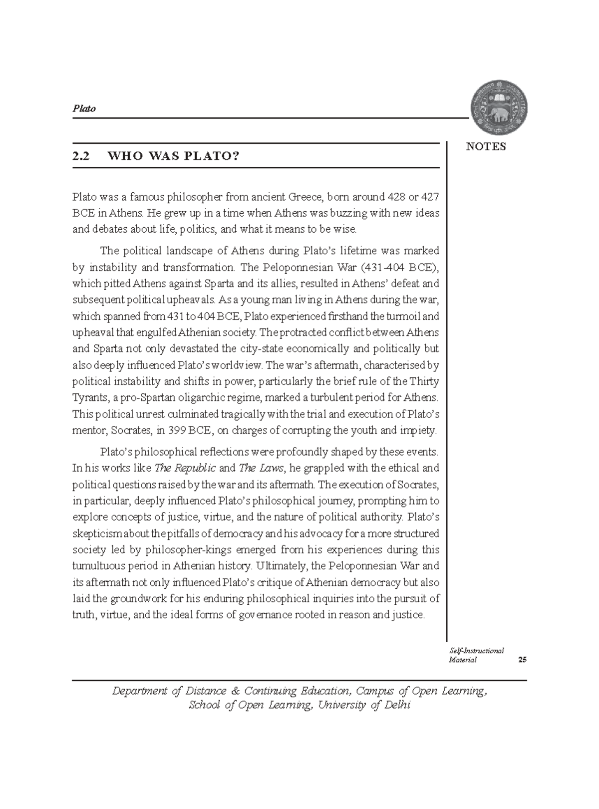 Plato 2.2: Insights on His Philosophy and Political Thought Notes - Studocu