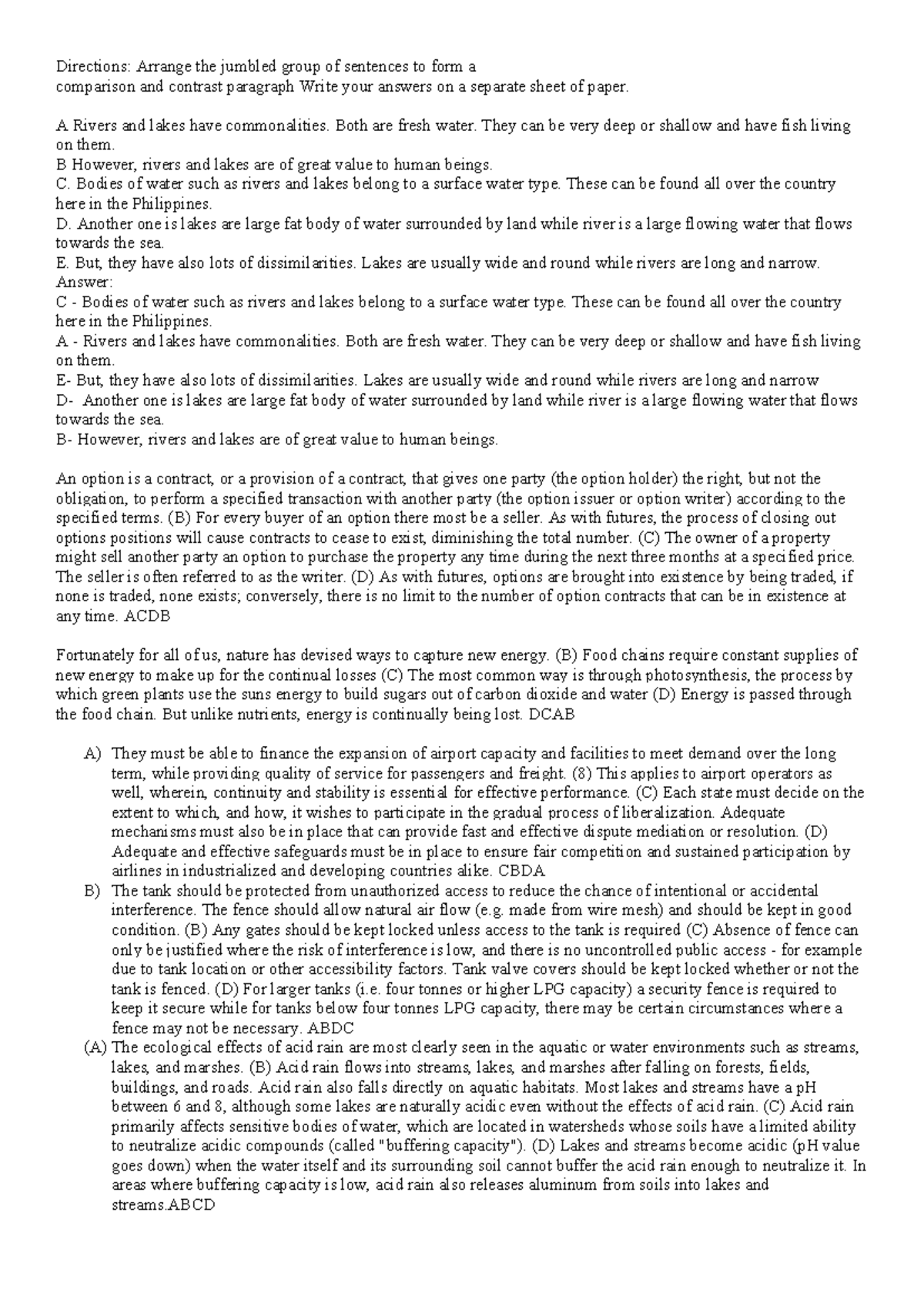 Jumpbled sentences - composing effective paragraph - Directions ...