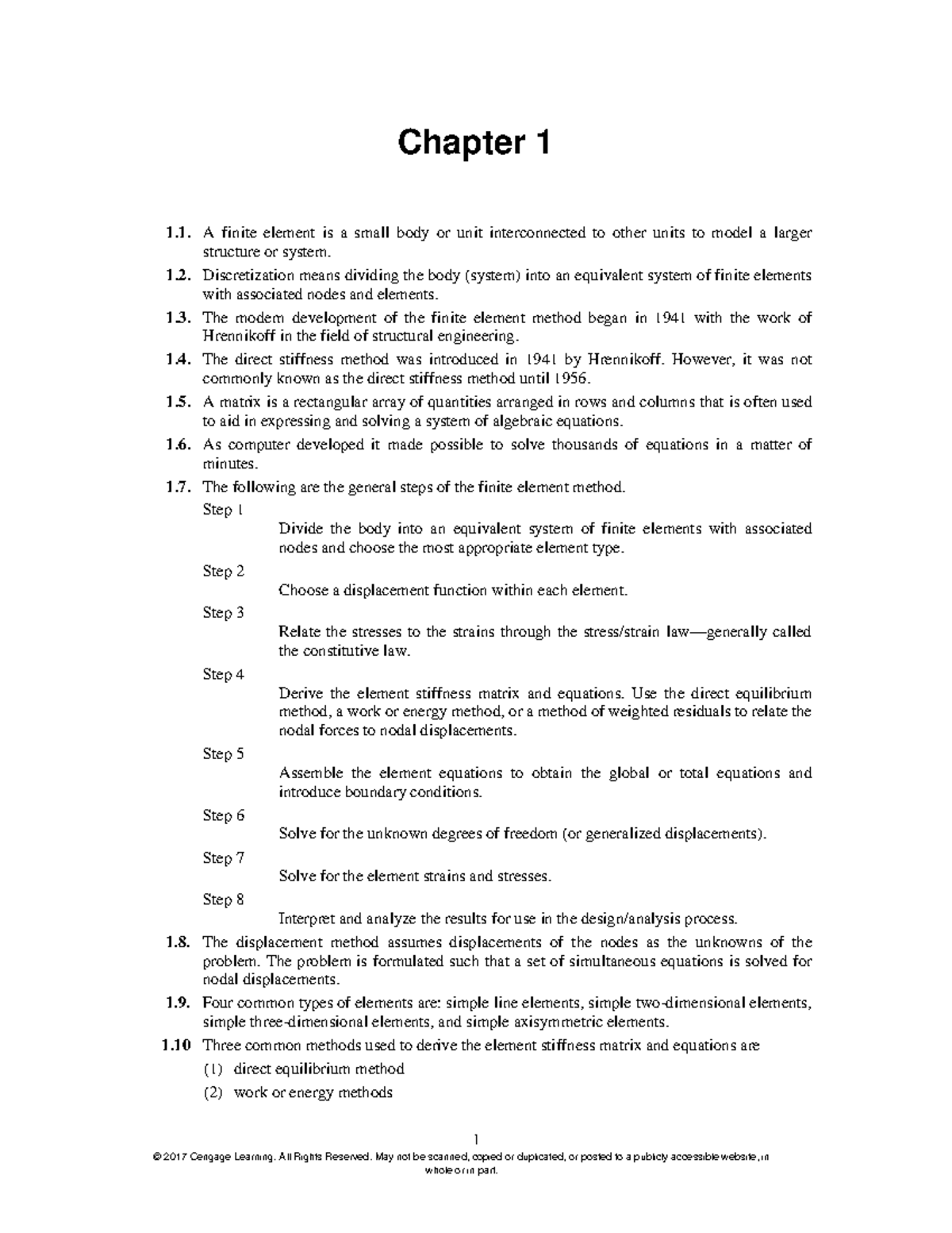 Logan 6e ISM Chapter 01 - A first course in the finite element method ...