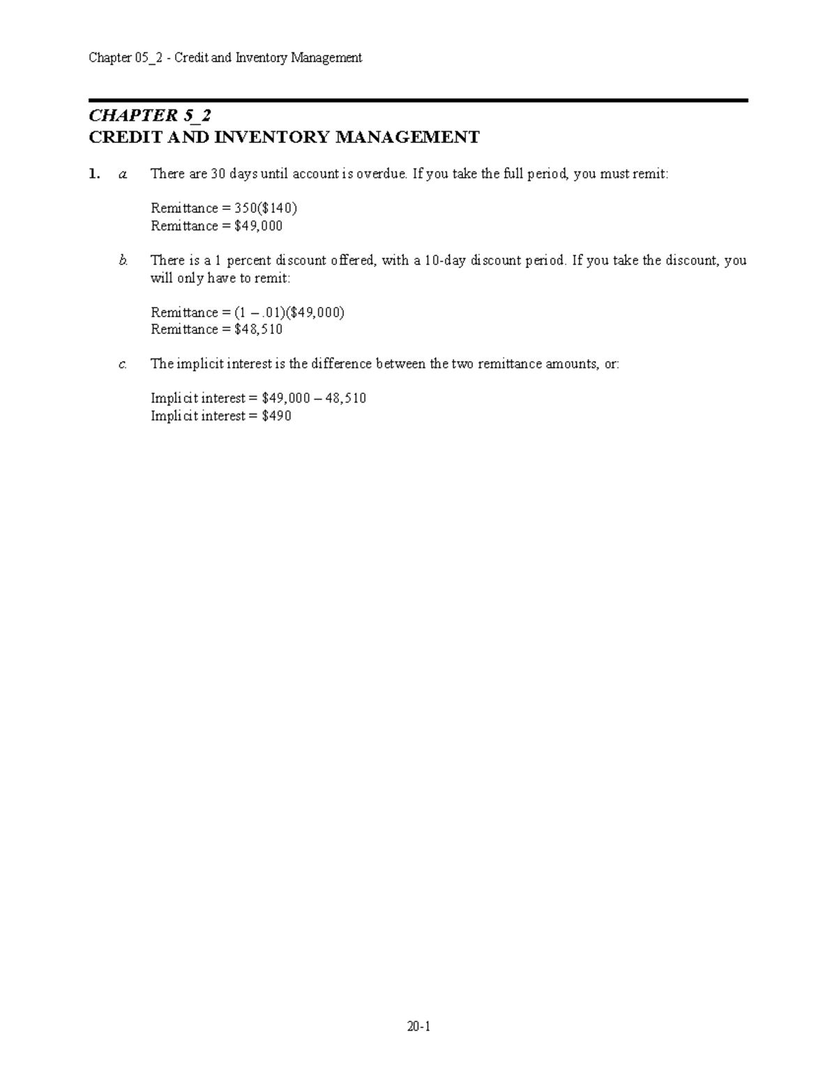Chapter 5_2 Credit and Inventory Management Solutions for CFM 5 - Studocu
