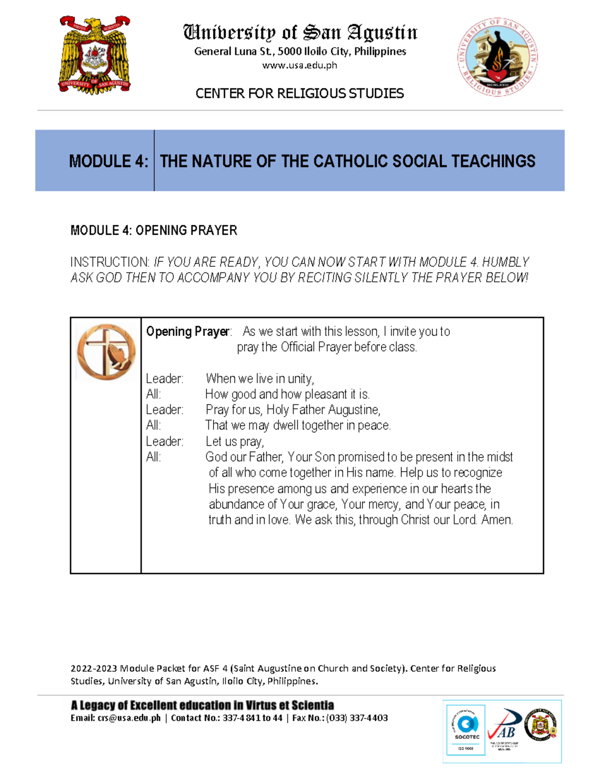 6 ASF 4 Module 4: Exploring the Nature of Catholic Social Teachings ...
