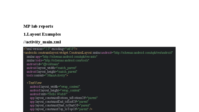 MP Lab Reports: Layout Examples and Simple Interest Calculation - Studocu